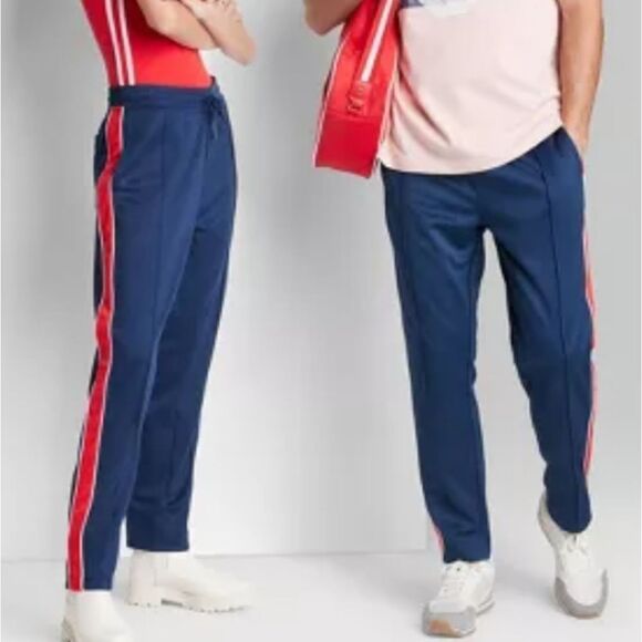 Pants - Stylish Navy Track Pants with Red Stripes